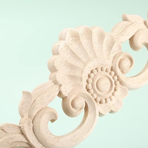 Miniatura 7 de MUXSAM Apliques tallados en madera, paquete de 2 calcomanías de tallas de madera sin pintar, superposición decorativa para paredes, puertas,