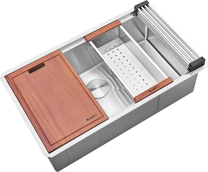 Ruvati 32-inch Undermount Workstation Sink Ruvati 32-inch Undermount Round Corner Workstation Kitchen Sink