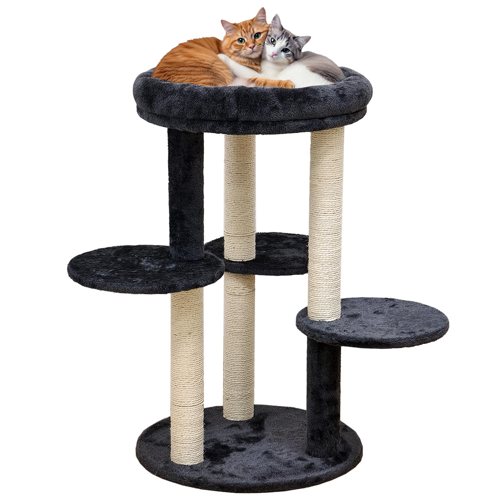もえ楽園 キャットタワー 大型猫 大きいハンモック クッション入りベッド 巨大土台 多頭飼い 人気 据え置き 安定性 爪研ぎ 遊び場 猫ベッド 運動不足解消 省スペース 90cm 円型 ネイビーブルー