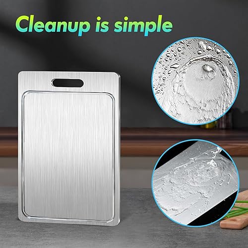 Miniatura 3 de Tabla de cortar de titanio con ranuras, tablas de cortar para cocina, tabla de cortar de titanio de doble cara de grado alimenticio para cortar