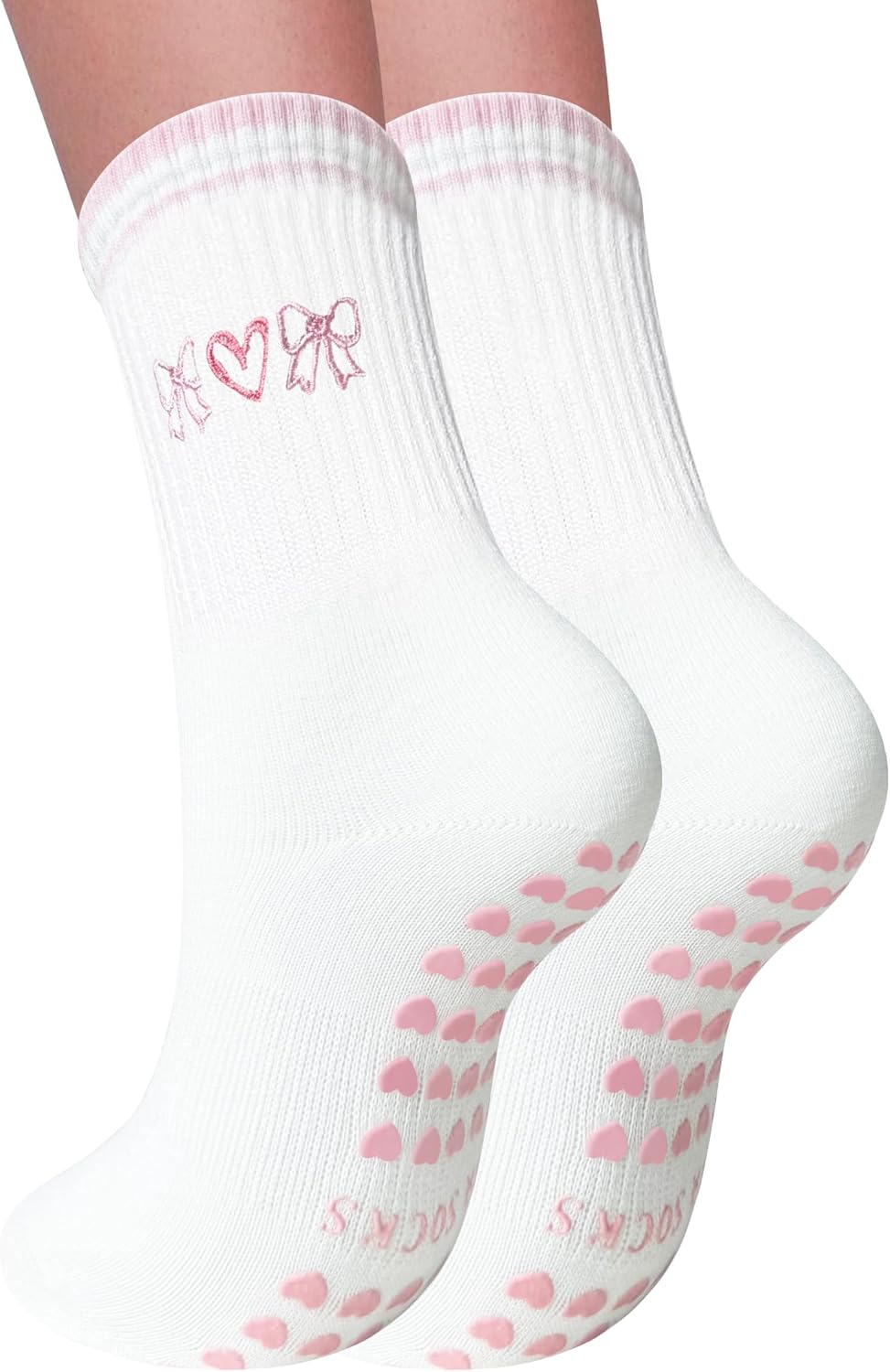Cute Pilates Socks with Grips for Women, Pattern Grippy Socks Non Slip for Pilate Barre Yoga Workout Hospital