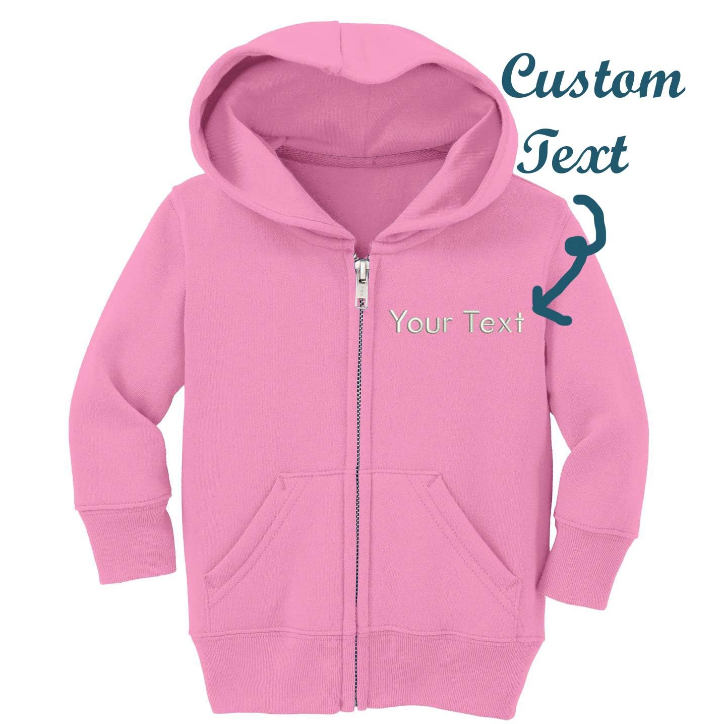 INK STITCH Infant Baby Unisex Core Custom Fleece Full- Zip Hooded Sweatshirt - Pink - 12M