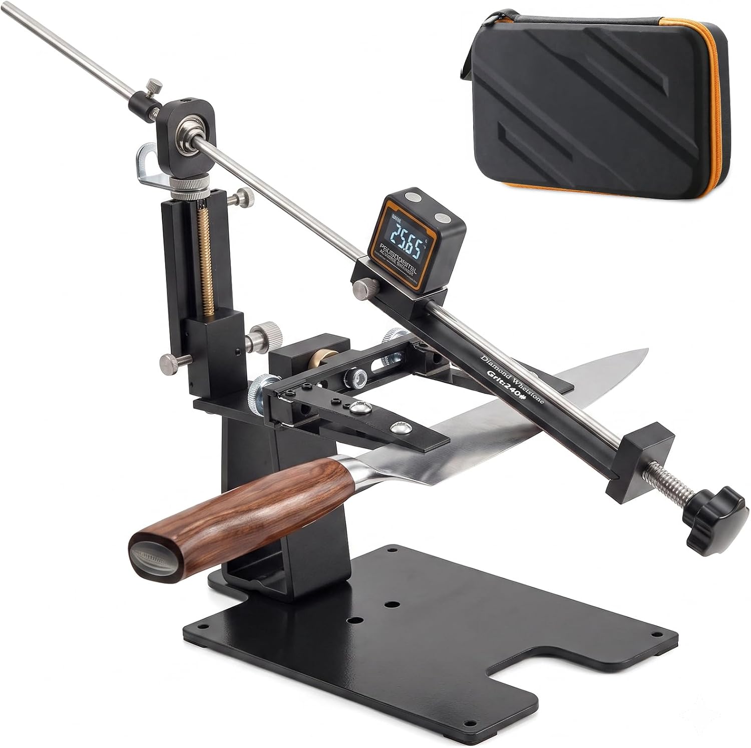 Kanad Precision Knife Sharpening System, Adjustable Angle Guided Sharpener Kit with 5 Diamond & Ceramic Stones, for Kitchen, Hunting, Pocket – Professional Sharpening Tool