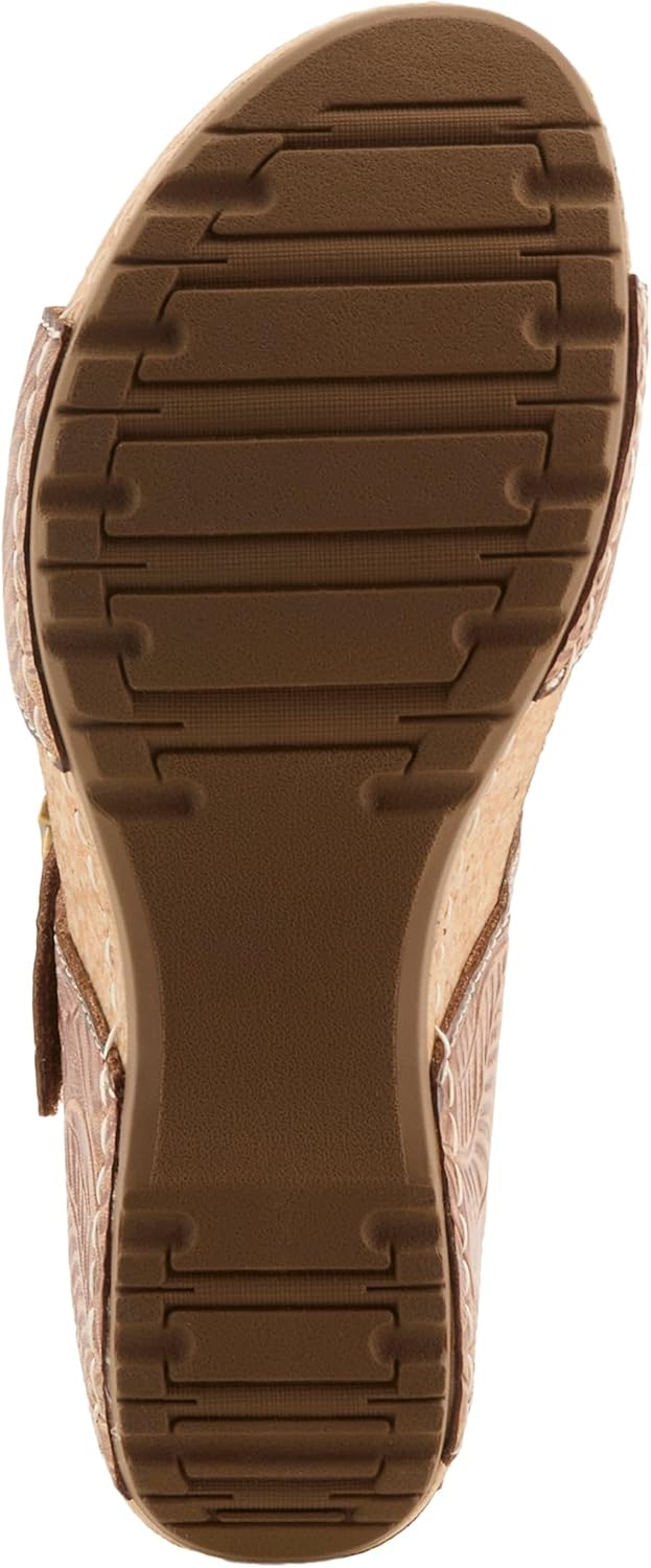 L`Artiste Thebrassring Women’s Leather Sandal with Cushioned Wedge Comfort