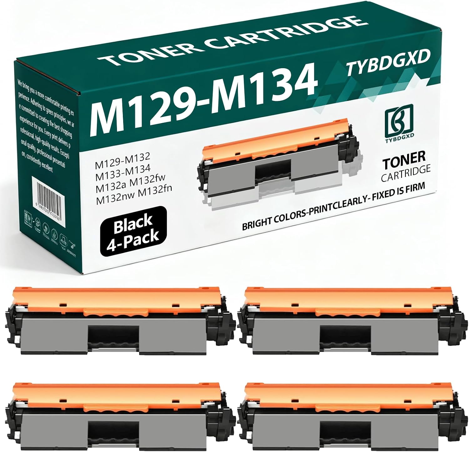 M129-M134 High Yield Black 1600 Pages Toner Cartridge Compatible for HP Compatible Replacement for HP M129-M132 M133-M134 M132a M132fw M132nw M132fn Printers,4-Pack
