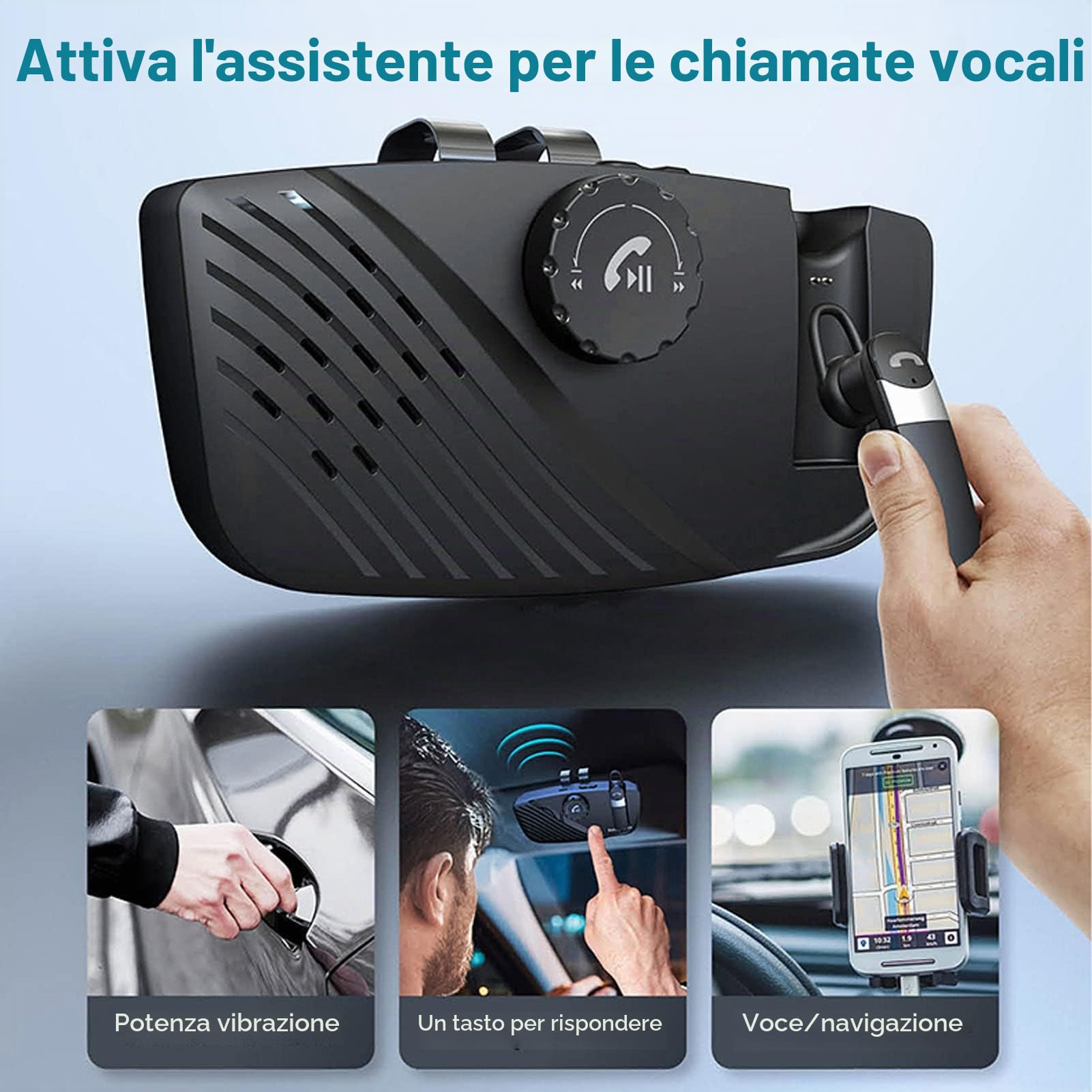 Vivavoce per Auto Bluetooth 5.0, Può Cambiare Rapidamente Chiamate Private, Connessione Automatica, con Clip Posteriore in Metallo, Kit Vivavoce per Riduzione Del Rumore Dell'auto per Camion, Autobus