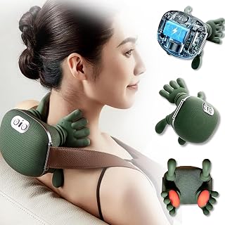 Bionic Relaxation Massager，Therapalm Neck and Back Massager, Deep Tissue with Heat & Traction, Rechargeable USB-C, Real Hand-Like Massage for Muscle Relief (Green)