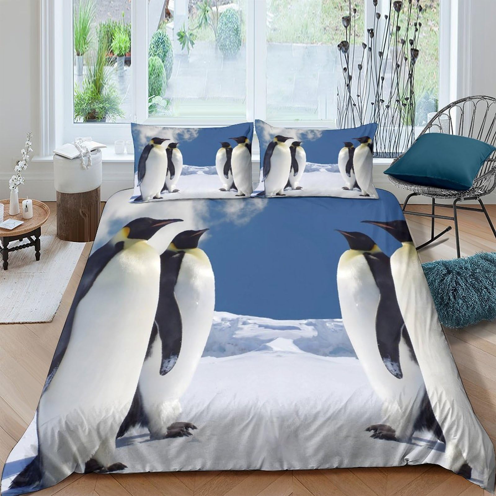Ctjqhvkz Style-6 3D Printed Emperor Penguin Fitted Sheet Microfiber Soft Breathable Arctic Ice Mattress Cover For Bedroom Dorm Decor Single（135X200cm）