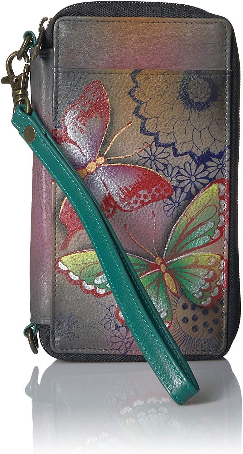 Anna by Anuschka Women's Hand-Painted Genuine Leather Smartphone Case & Wallet - Butterfly Paradise