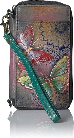 Anna by Anuschka Womens Hand-Painted Genuine Leather Smartphone Case & Wallet - Butterfly Paradise