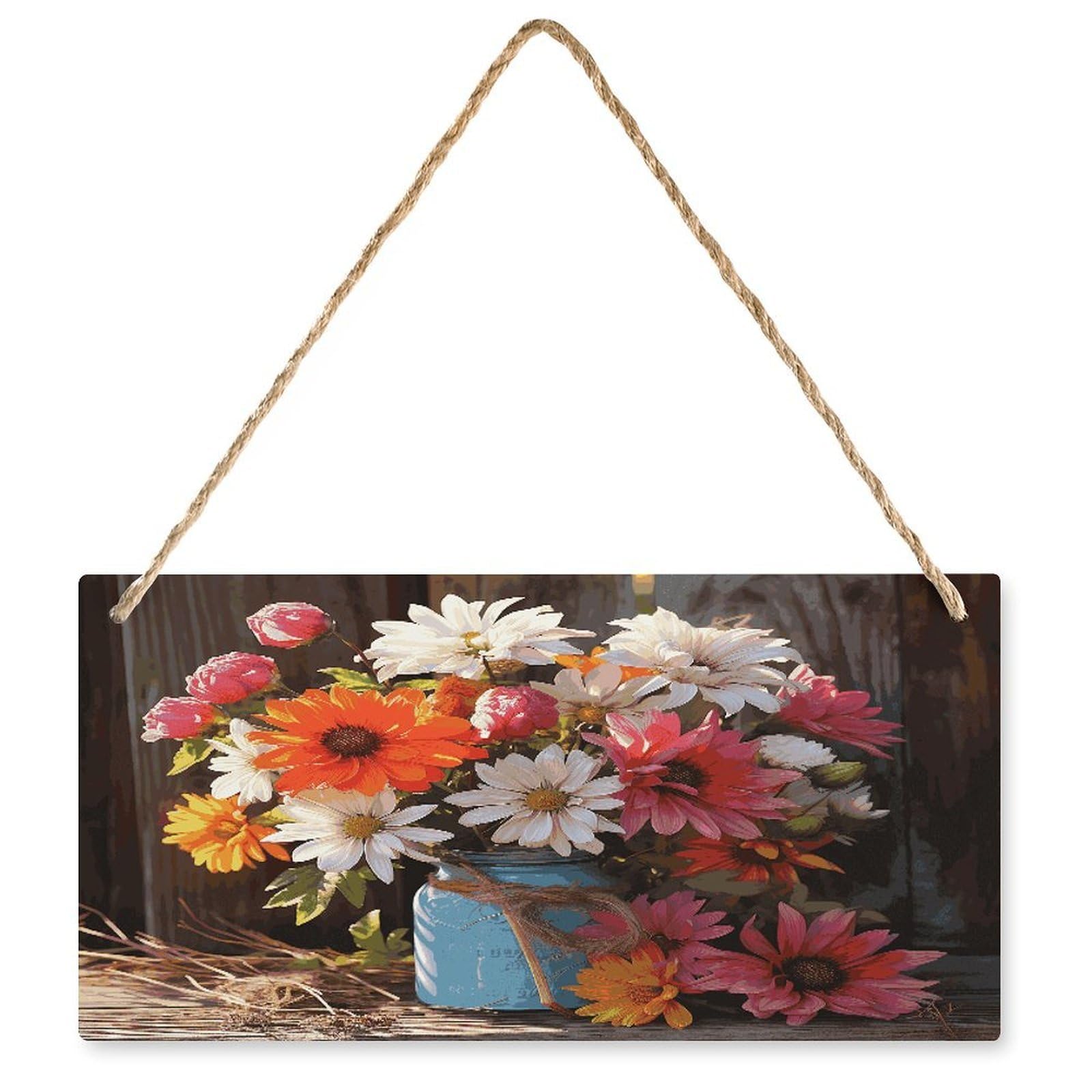 Fodpand Style Farm Fresh Flowers Spring Wall Art Wooden Hanging Sign Decor, Artwork For Wall Decoration, Funny Plaque For Bedroom Kitchen Living Room Home Decoration 9.8 X 4.9 Inch