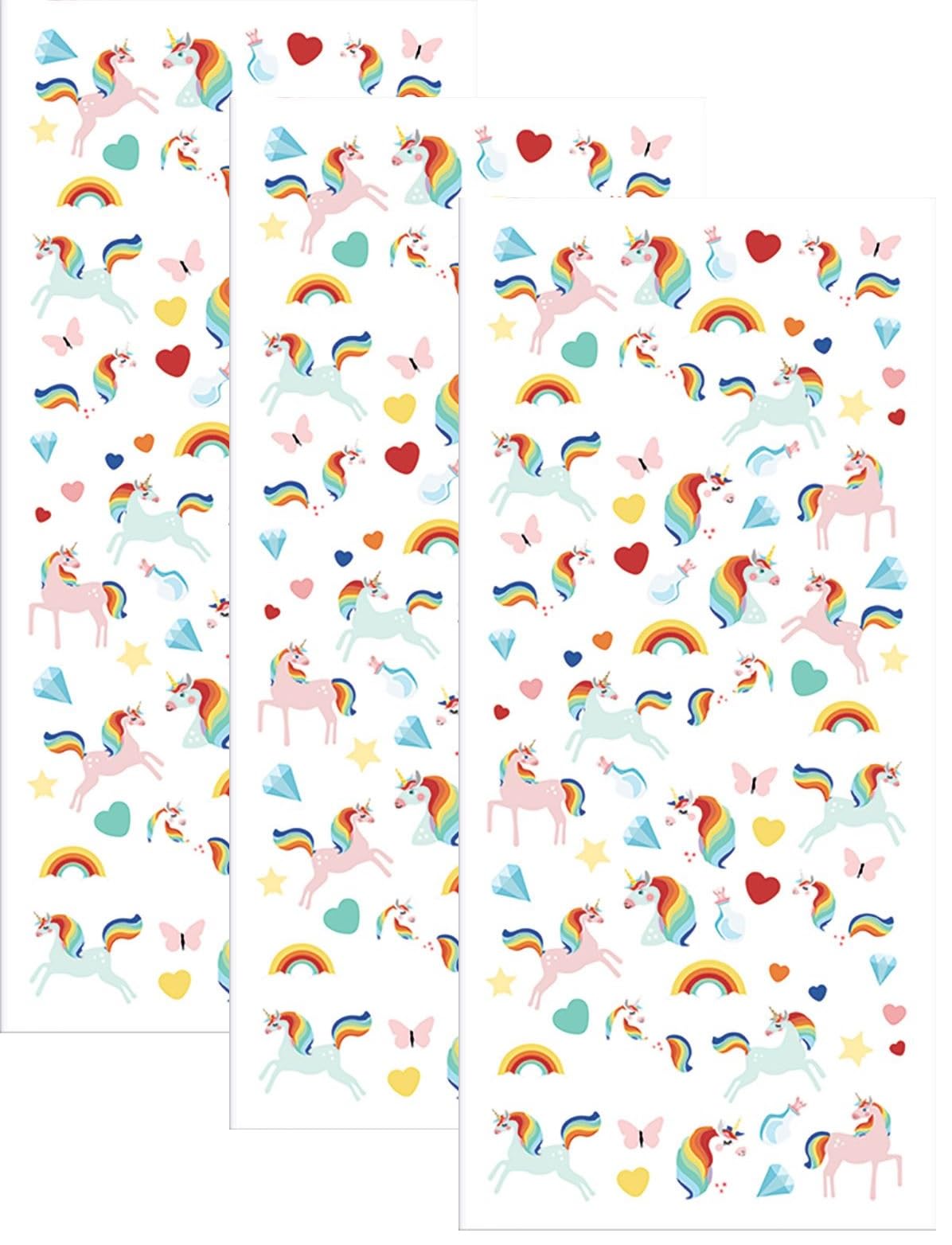 Playhouse Micro Mini Glitter Accent Sticker Sheet for Crafts, Trading & Collecting - Rainbow Unicorns 3 Pack