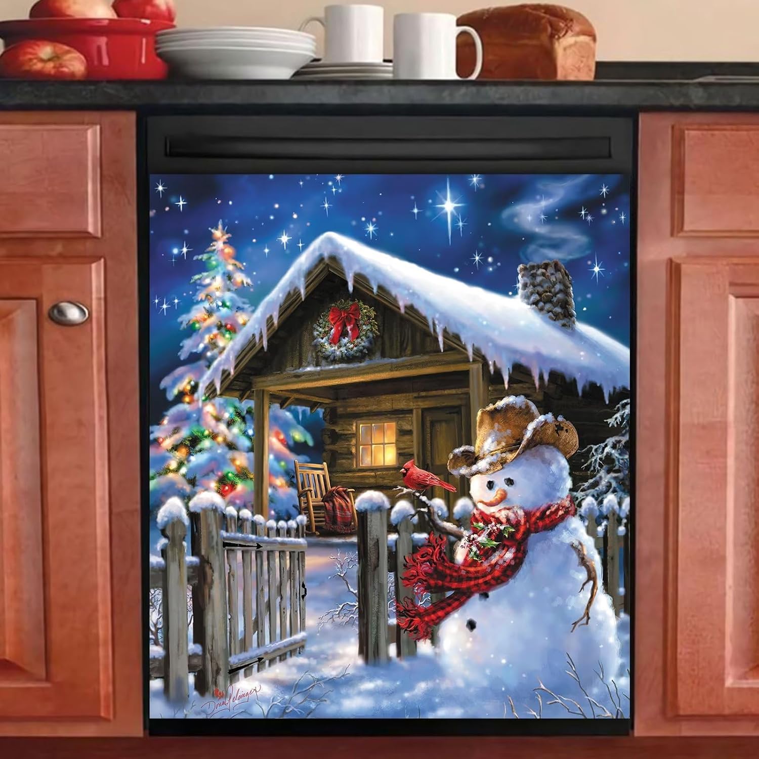 Christmas Snowman Dishwasher Cover Sheet 23 x 26 Inch Farmhouse Refrigerator