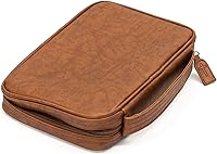 Vista 4 de Funda de vinilo para Biblia con diseño de tres cruces, color marrón, tamaño mediano, Marrón