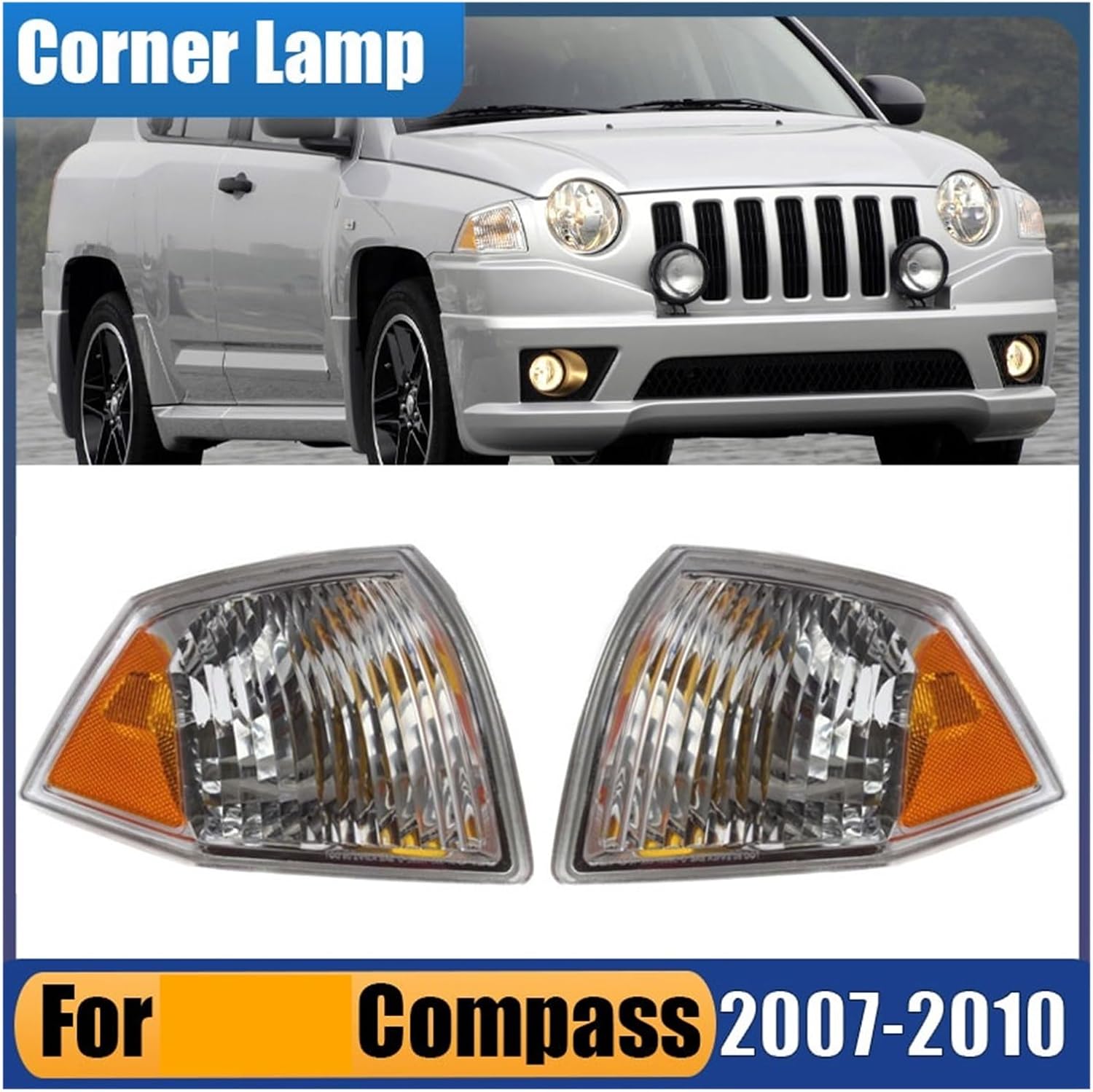 68000682AB 68000683AB Corner Light Compatible with Jeep Compass 2007 2008 2009 2010 Corner Lamp Front Signal Lamp Side Marker Parking Light
