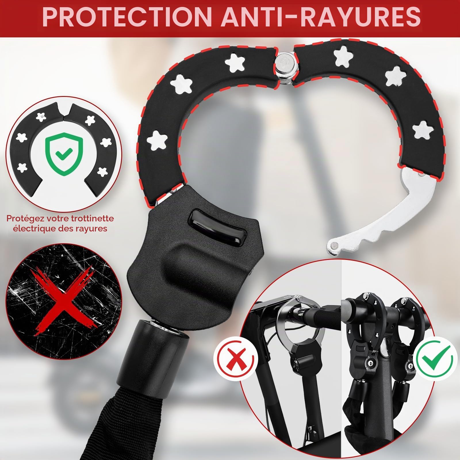 TLGREEN Antivol Trotinette Electrique, 93cm Robuste Antivol Chaine Velo | 6mm Chaînes, avec Clés, Sac Etanche, Cadenas Velo Antivol pour les Scooter, Vélos, Moto, Portail, Clôture, Poussettes