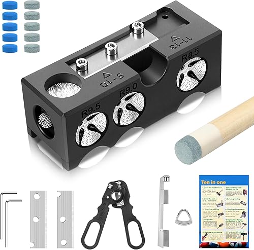 Kit de repuesto de puntas de taco de billar 11 en 1, herramienta moldeadora de puntas de billar, accesorios profesionales para reemplazar y dar
