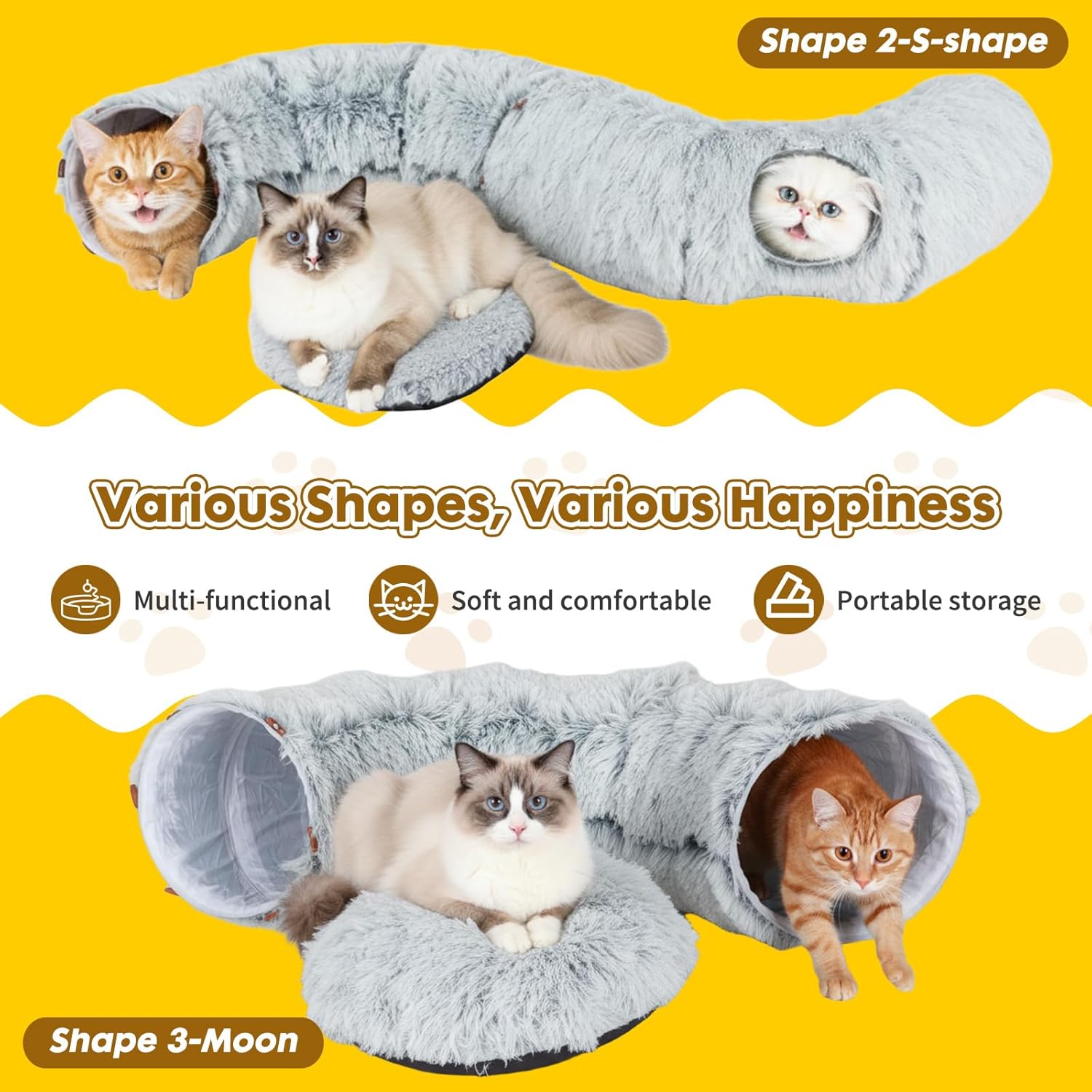 Cat Tunnels for Indoor Cat, Soft Plush Dount Kitty Cave with Peekaboo Hideaway, Under Christmas Tree Cat Toys for Kittens, Rabbits & Ferrets