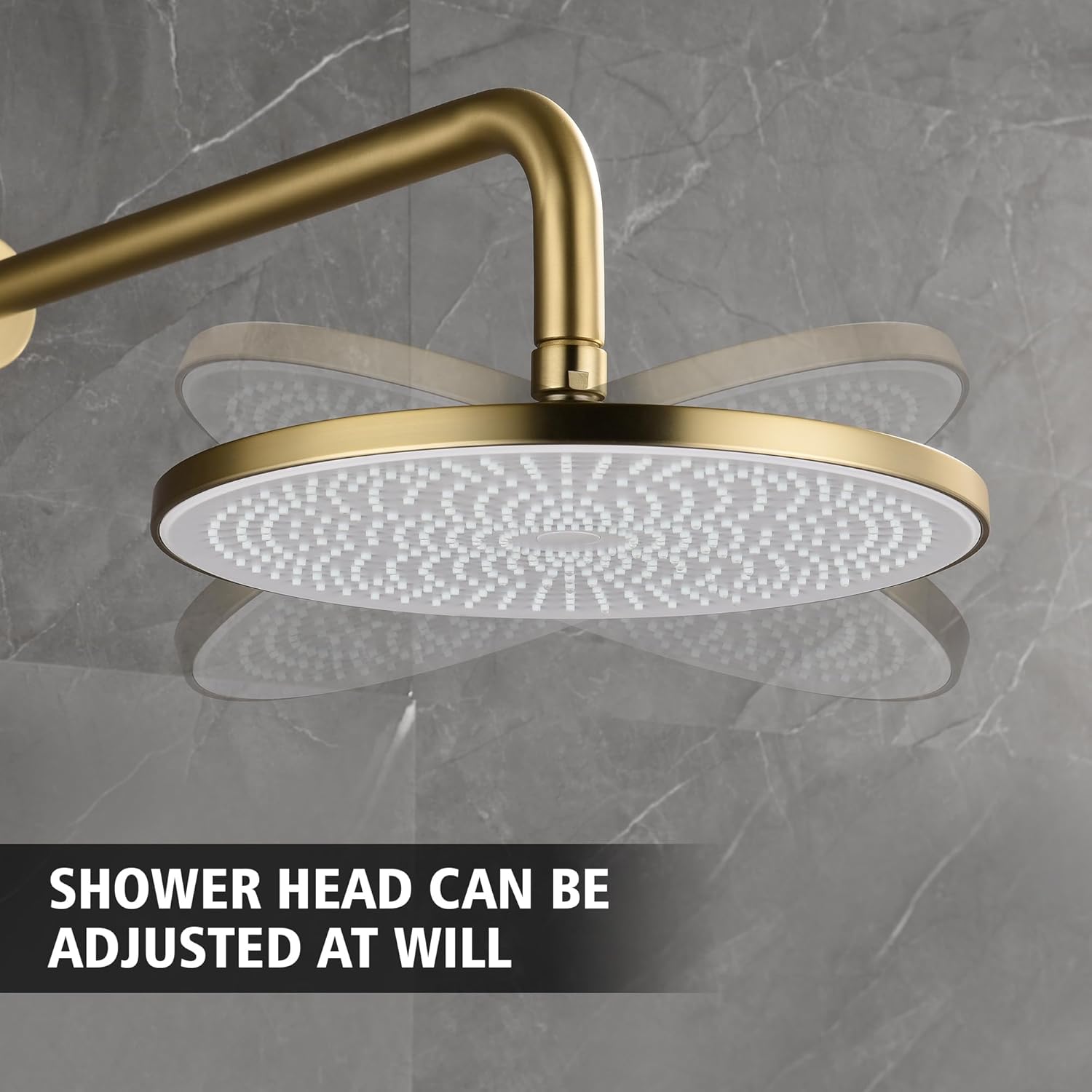 sumerain Rain Shower System with 10 inch Rainfall Shower Head,Brushed Gold Shower Faucet Complete Set with Rough-in Valve and Trim Kit