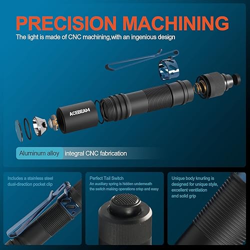 Miniatura 5 de ACEBEAM Pokelit - Mini linterna recargable AA con clip, linterna EDC de bolsillo de 550 lúmenes altos, linterna pequeña súper brillante, linterna