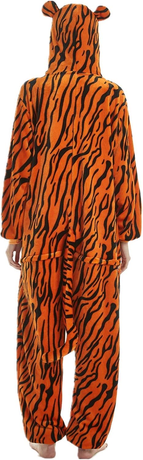 Tiger Pajamas One Piece Adult Animal Costume Halloween Anime Cartoon Cosplay : Clothing, Shoes & Jewelry