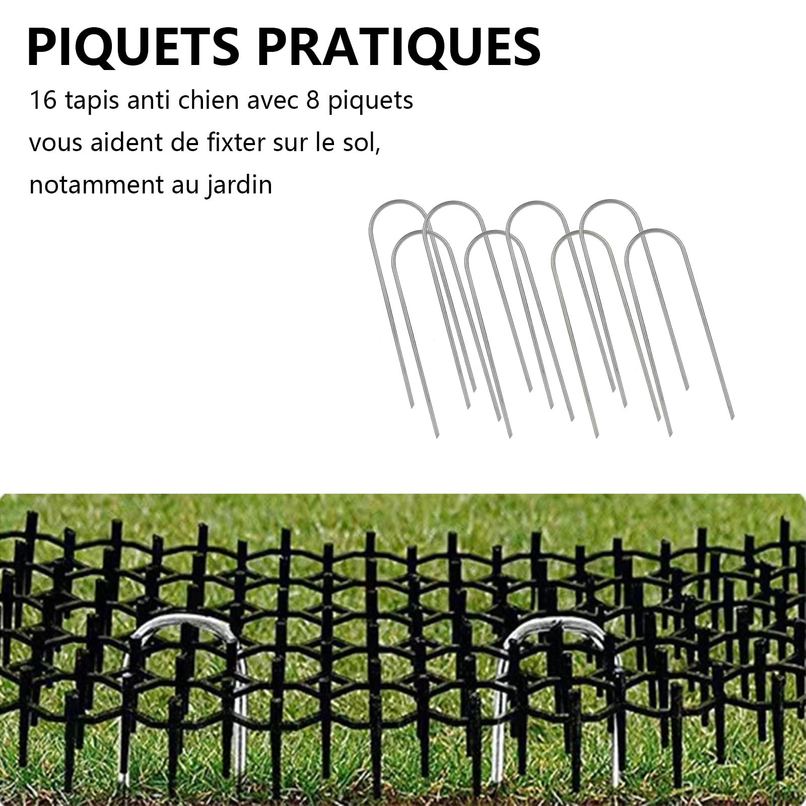 JMIATRY 16 Pcs Anti Chat avec Pointe 20x40CM, Tapis Anti Chat, Tapis Anti Chat avec Piquets pour Jardin, Clôtures, Canapé