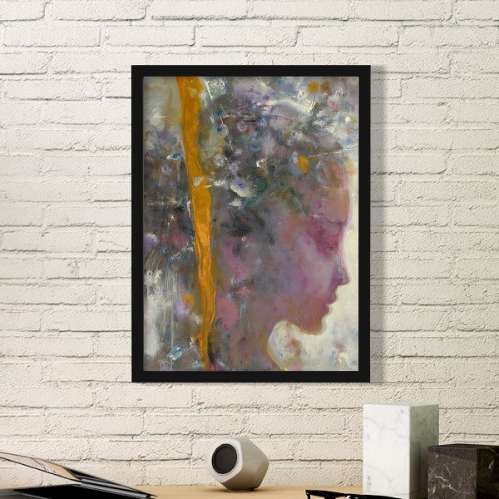 Peinture opéra art chinois pour décoration murale de salon avec cadre rond noir