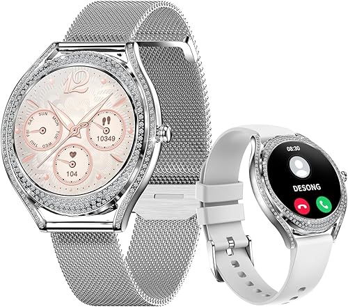 Relojes inteligentes para mujer (respuestahacer llamada) para teléfonos Android iOS 1.28 pulgadas AMOLED Full Touch Bling Reloj inteligente para
