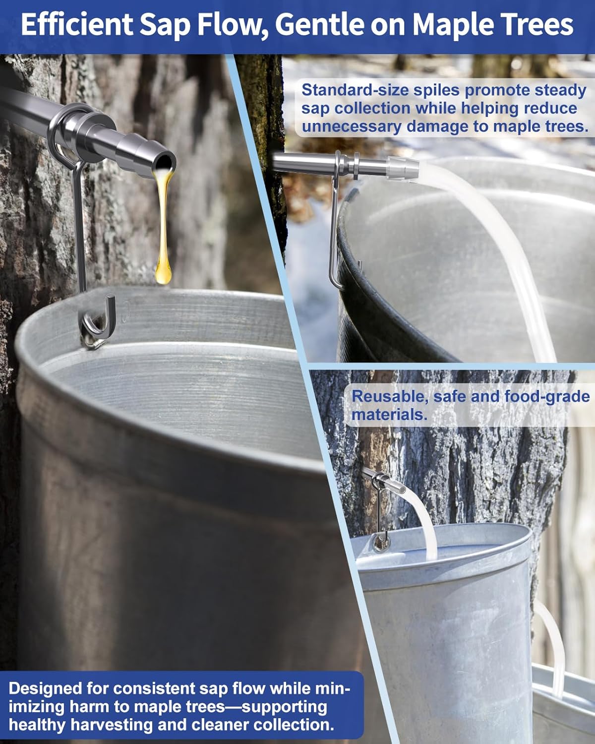 42Pcs Maple Syrup Tapping Kit, Maple Tree Tapping Kit with 12 Metal Maple Syrup Spiles, 12 Maple Syrup Tubes, 12 Hooks, 3 Maple Sap Filters, Tree Tapping Kit for Maple Syrup Making Equipment