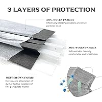 Vista 2 de Wecolor - 100 máscaras faciales desechables de 3 capas, con cinta para las orejas, adecuadas para el hogar, escuela, oficina, y exteriores (gris)