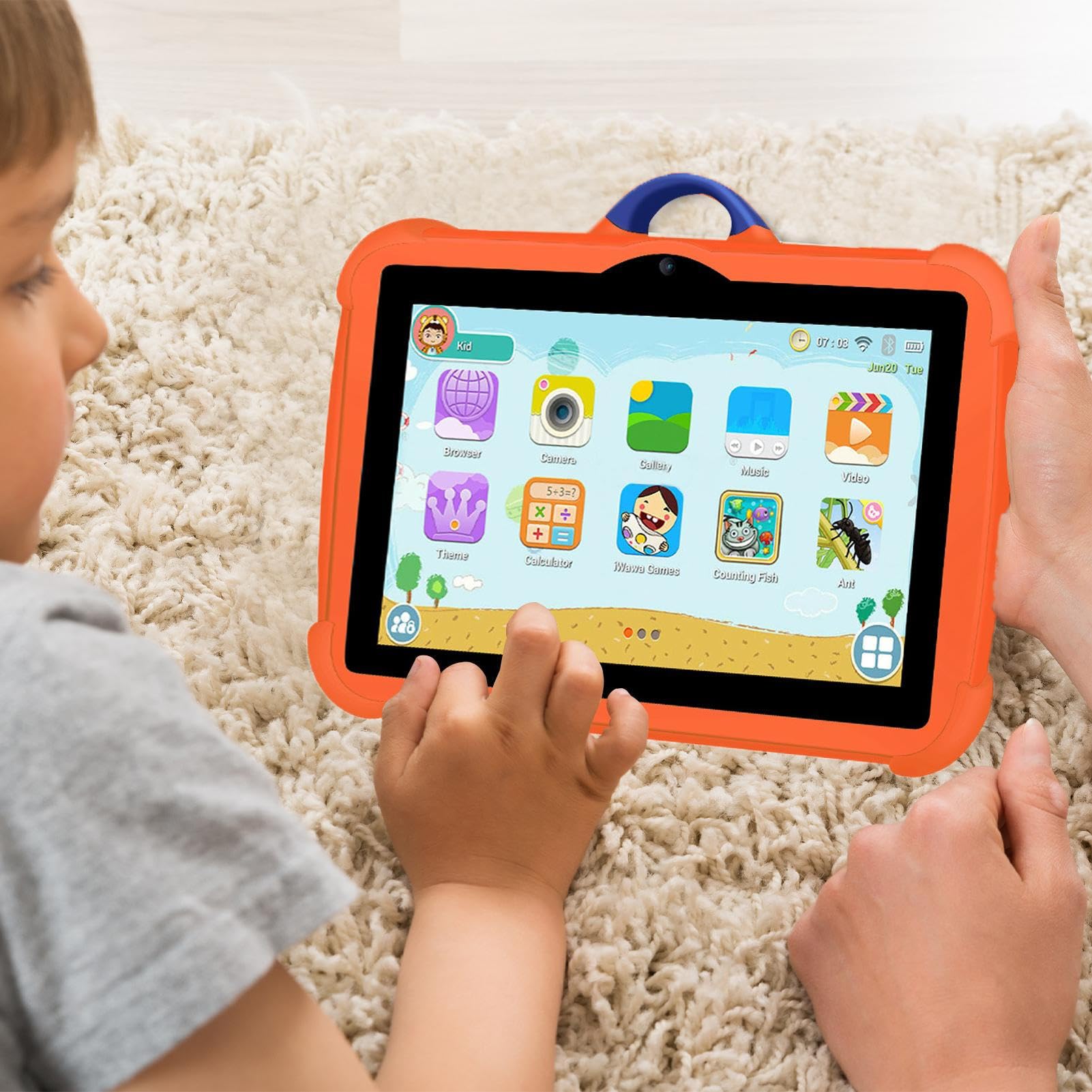 Tablet ad alta risoluzione - PC per bambini da 7 pollici 4 GB + 64 GB, computer portatile multiuso con doppia fotocamera | per film, giochi, apprendimento, studio, intrattenimento, lettura, v