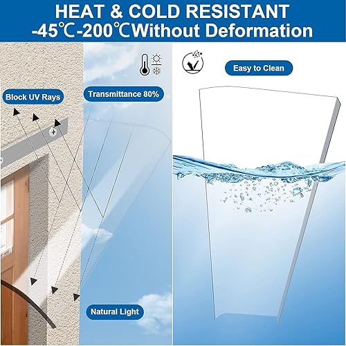 Miniatura 2 de Toldo para puerta al aire libre, cubierta de refugio invisible para ventana, toldo curvado para ventana, protección contra la lluvia y la nieve,