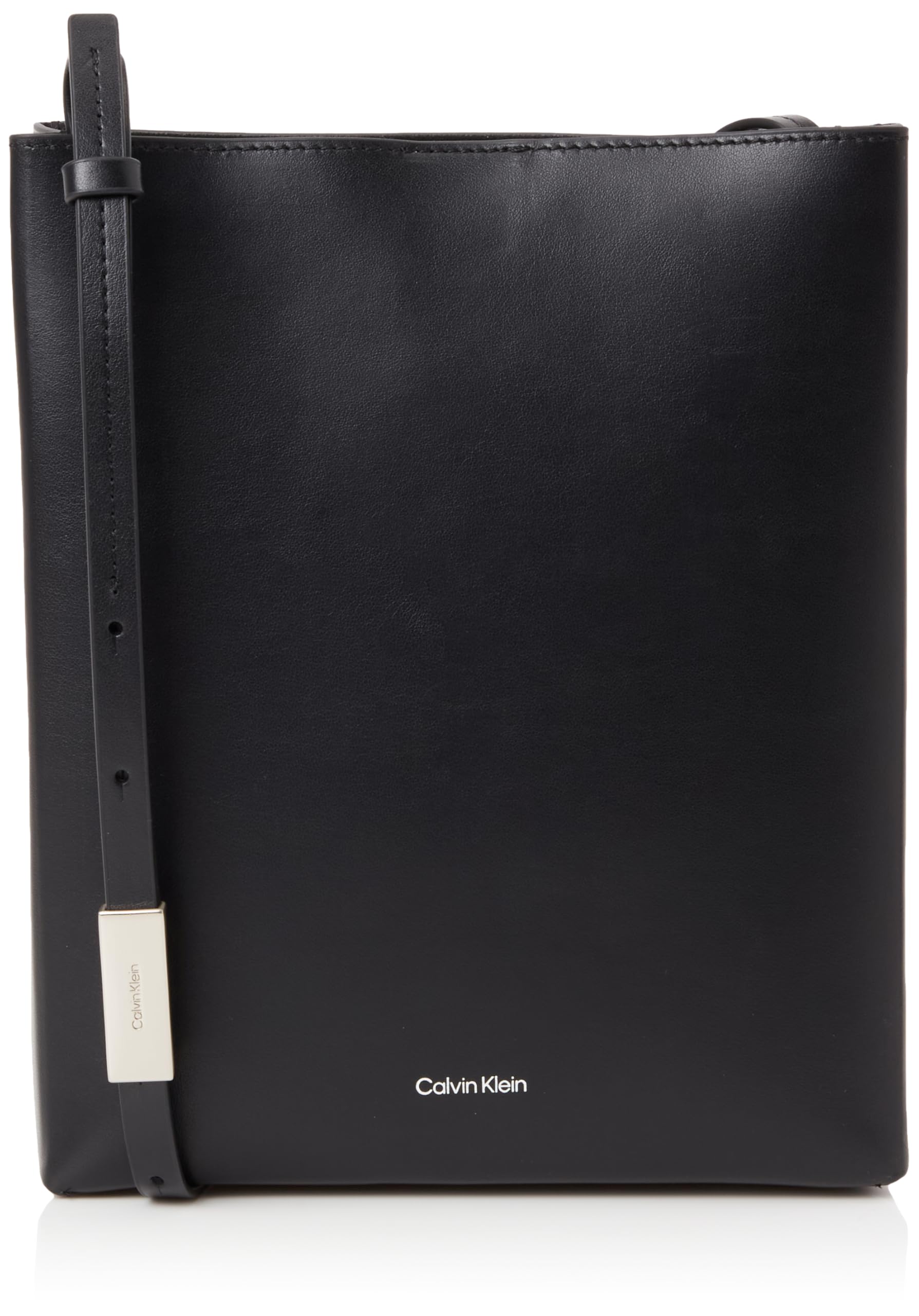 Calvin Klein Women’s Leather Crossbody Bag, Black (Black), One Size