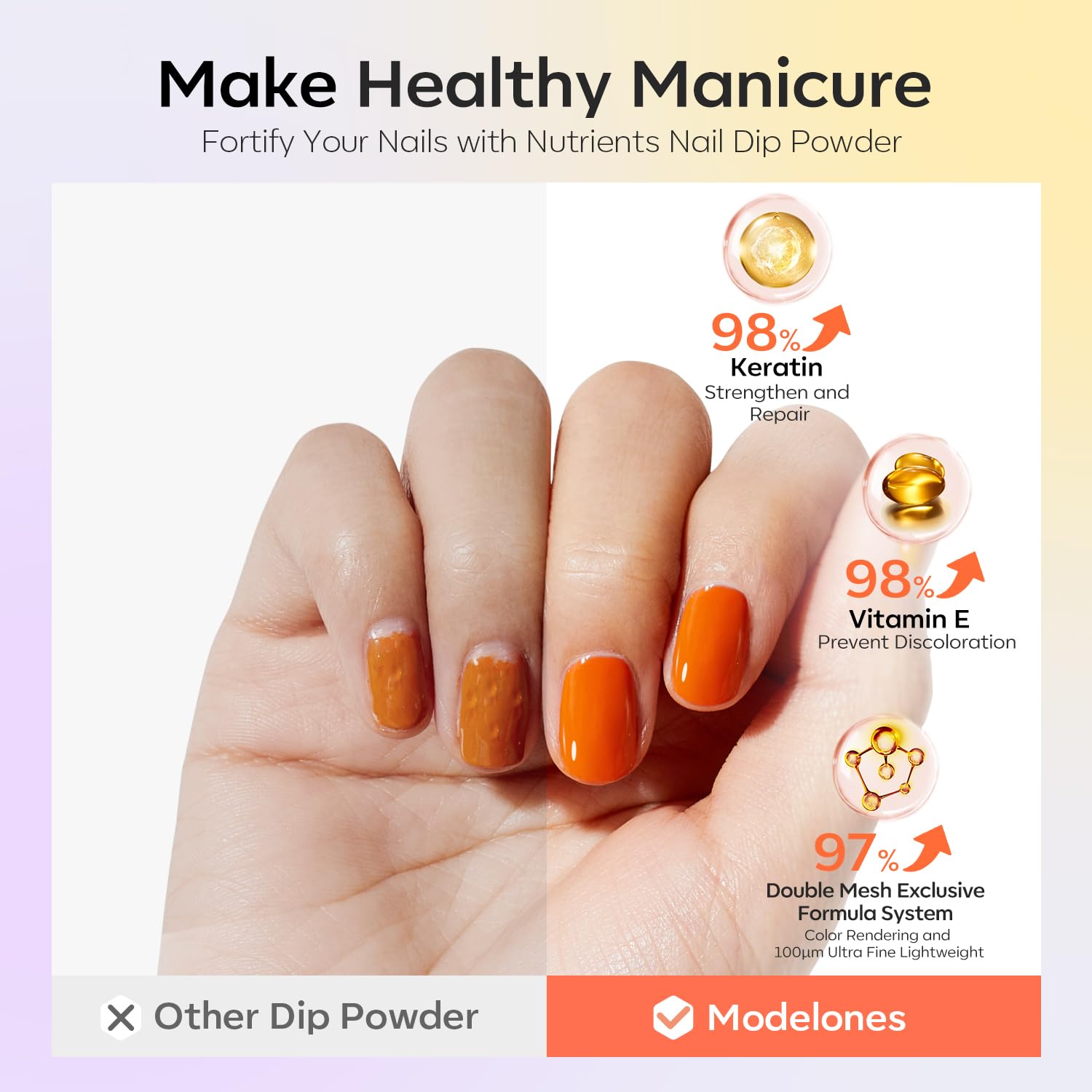 Modelones Dip Powder Nail Kit Starter 40 Pcs, 20 Colors Hot Pink Baby Blue Purple Dipping Powder Liquid Set Base&Top Activator for Nail Powder Dip Kit