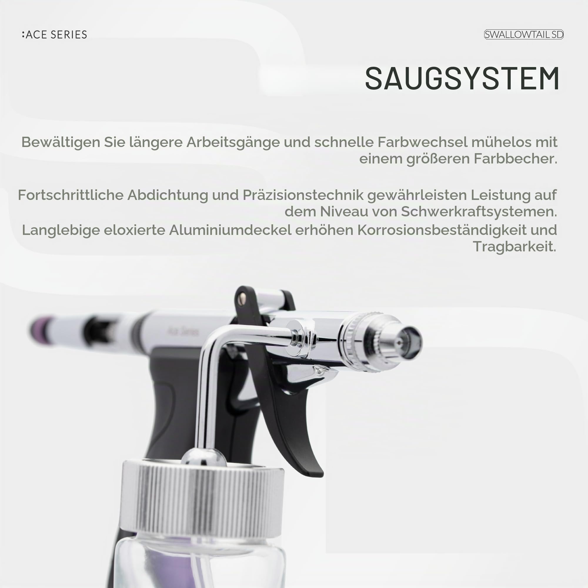 Gaahleri Airbrush Ace Series GHAC-Swallowtail Side Airbrush, Seitenzufuhr & Saugzufuhr, Side feed & siphon feed, 0.28mm & 0.5mm Düsenset mit Fan Cap, für Modellbau Farbgestaltung Kunstmalerei