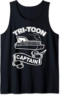 Tri-Toon Captain Funny TriToon Boating Pontoon Boat Tank Top