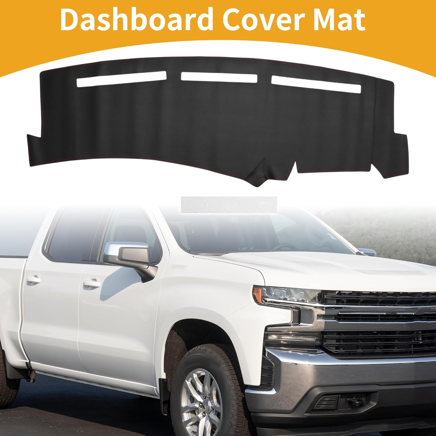 Dashboard Cover Dash Cover Mat Carpet for Chevy Silverado 1999-2006 Black Red Faux Leather 1 Pc Anti-Slip Car Interior