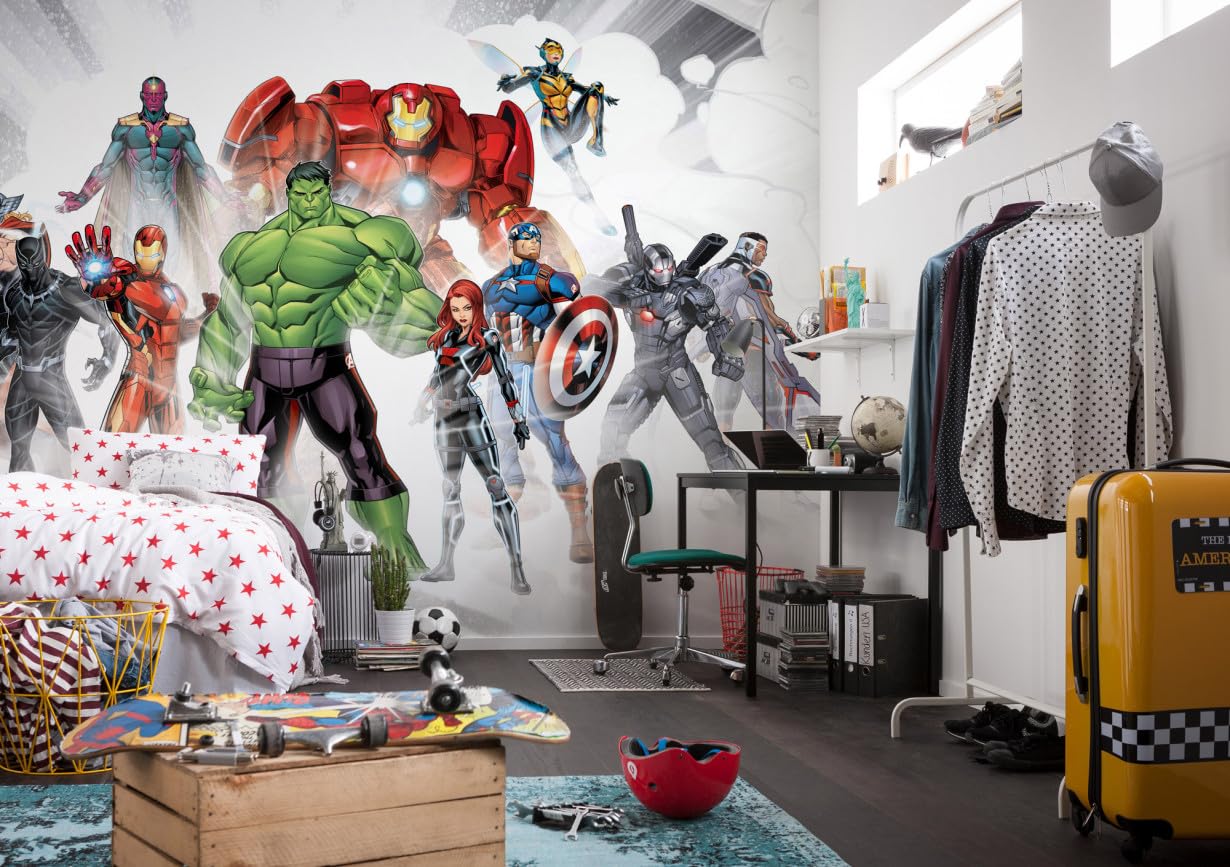 Komar Bunt Papier Fototapete - Avengers Unite - Größe 368 X 254 Cm