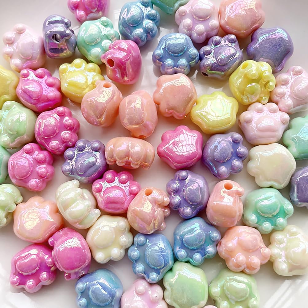 Cute Paw Beads Mixed Colors Cat Claw Beads Dog Paw Beads Footprint Beads Puppy Paw Beads AB Colors Animal Paw Beads for DIY Crafts,Ornaments Decorations, 30pcs image 4
