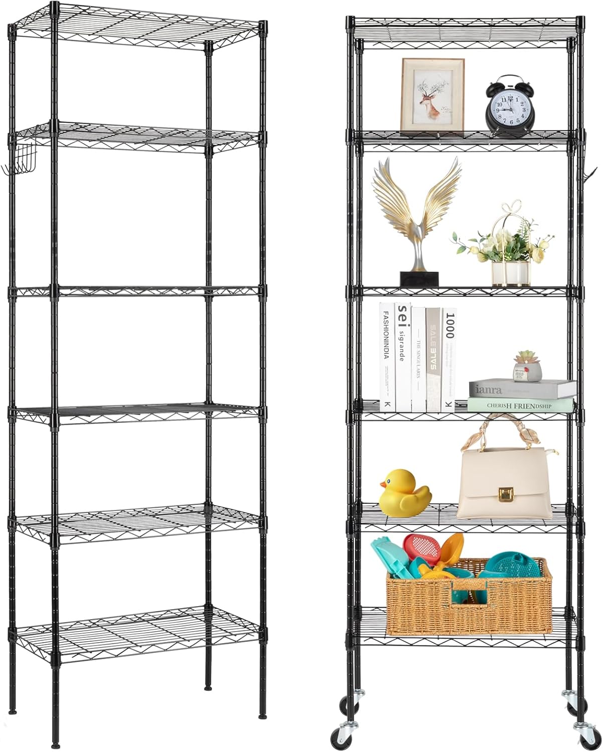 6 Tier Heavy Duty Storage Shelving Unit, Standing Shelving Metal Units, DIY Storage Rack Storage Standing Shelf Organizer for Laundry Bathroom Kitchen Pantry Closet Garage Basement Utility Room