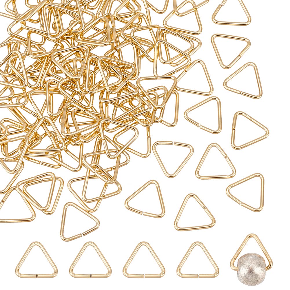 PH PandaHall 100pcs 14K Gold Triangle Open Jump Rings, 7mm Golden Pinch Clip Bails Brass Hanger Connectors Pendant Buckle Jewelry Connector for Bracelet Earring Jewelry DIY Crafts Making, 20 Gauge