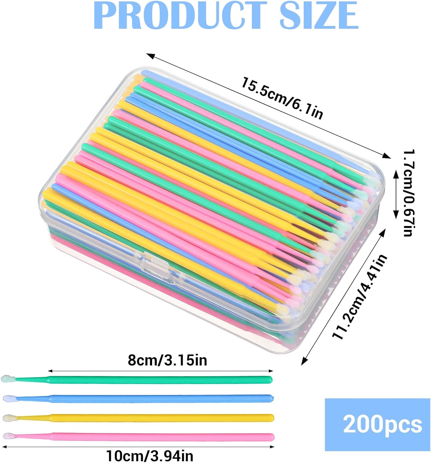 Touch Up Paint Brushes for Automotive Paint Chip Repair Disposable Micro Applicators, 200pcs, 4 Color