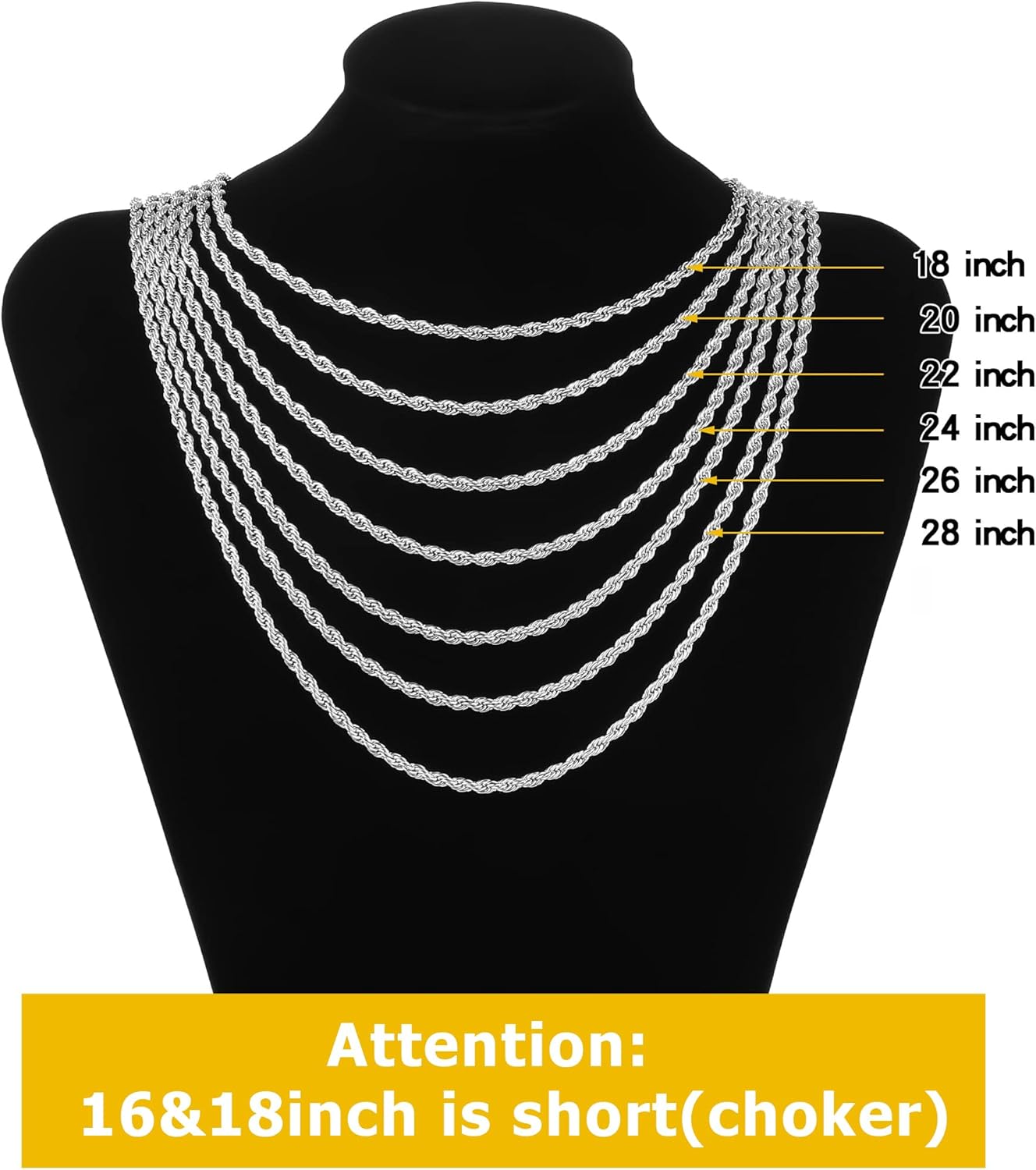 Fiusem Valentines Gifts for Him - Cross Necklace for Men, Mens Cross Necklaces with 2.5mm Rope Chain, Stainless Steel Pendant Chain 16-28 Inch, Jewelry Gift - Image 7