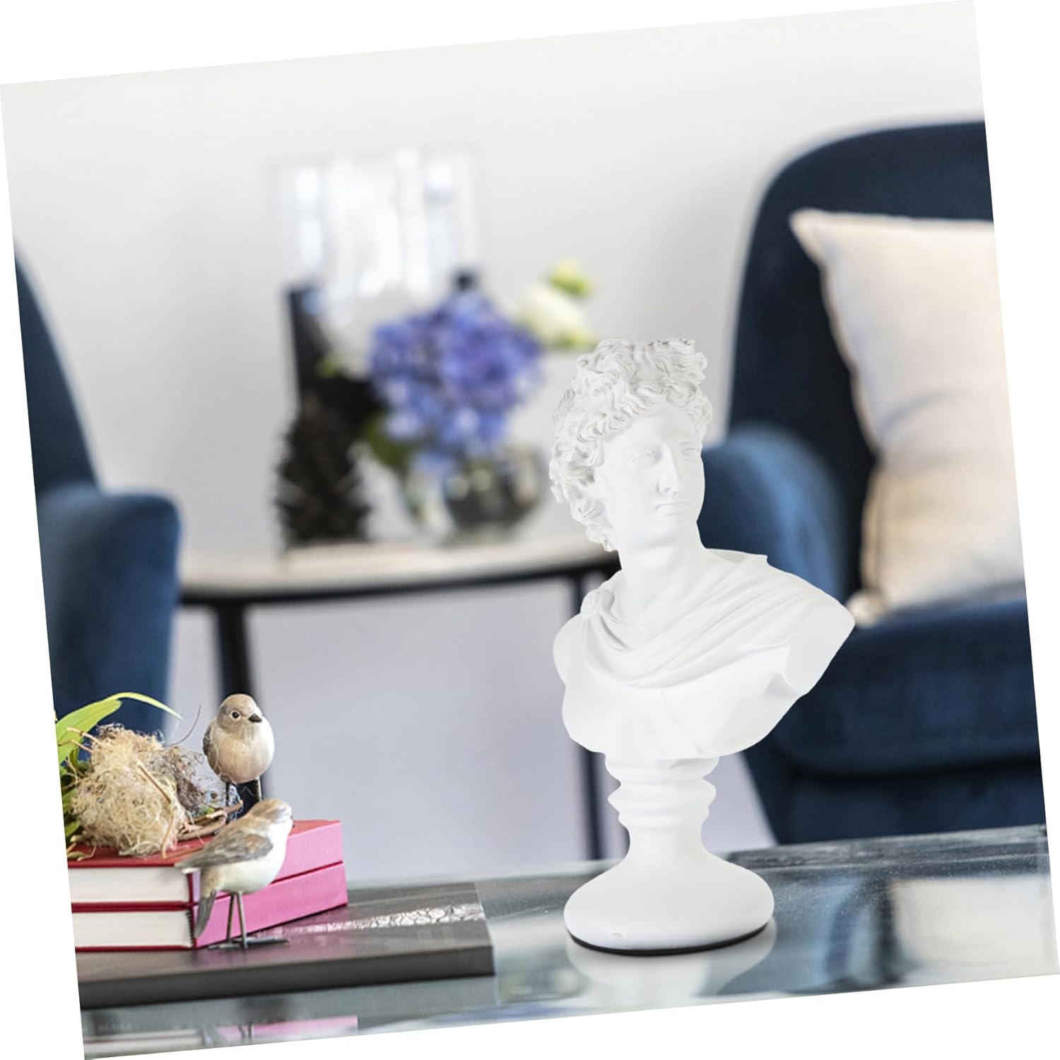 Happyyami White Bust Statue European Style Resin Figurine for Home Office Decor Unique Character Statue Decoration Compact Design for Desk Shelf Thoughtful Present Occasion