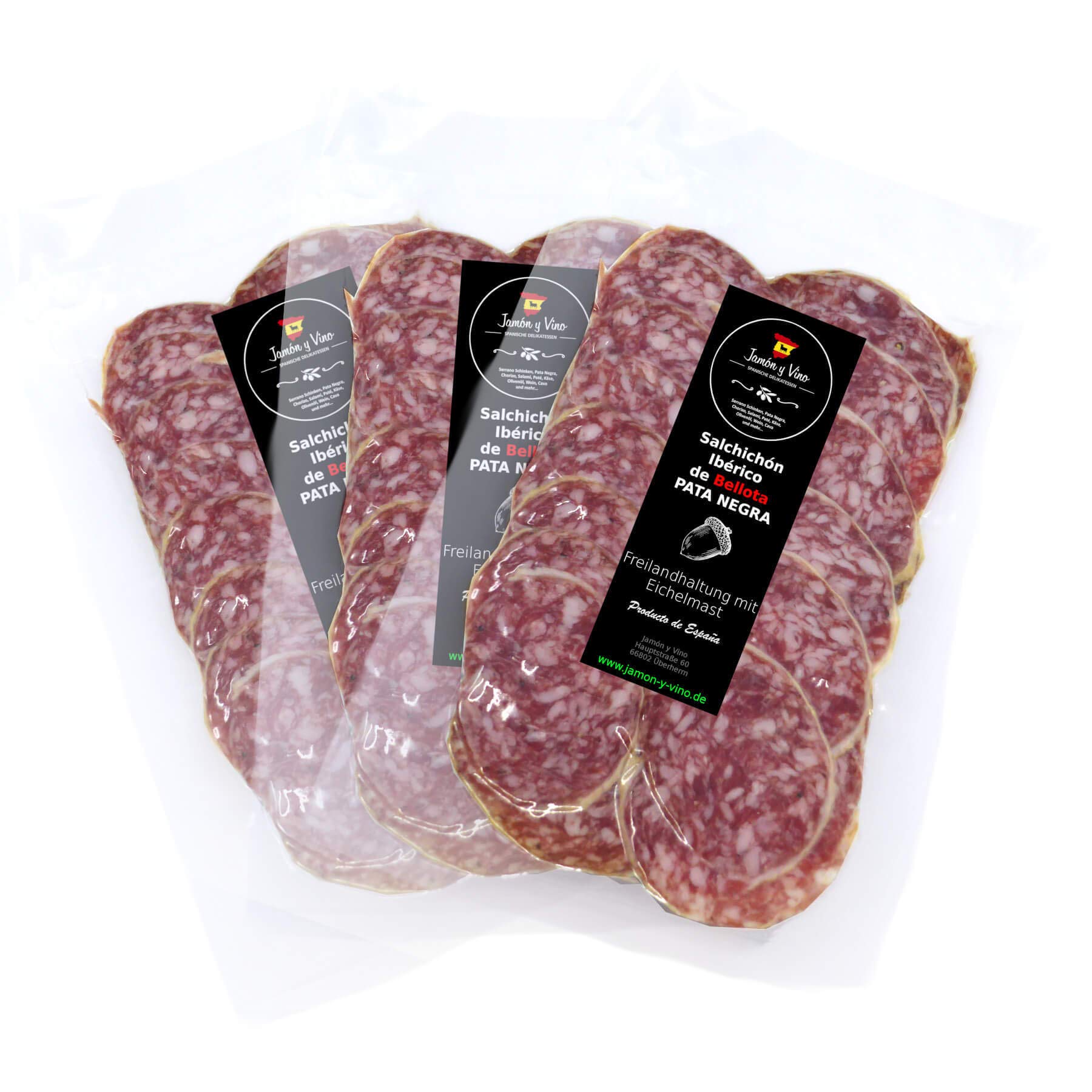 3x 150g Ibérico de Bellota Salchichón geschnitten