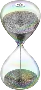 Sand Timer 2 Minute Hourglass, Black Sand Watch, Sand Clock 2 Min, Hourglass Sandtime with 7 Colored Glass, Large Hour Glass Sandglass, reloj de Arena 2 minuto for Office Decoration