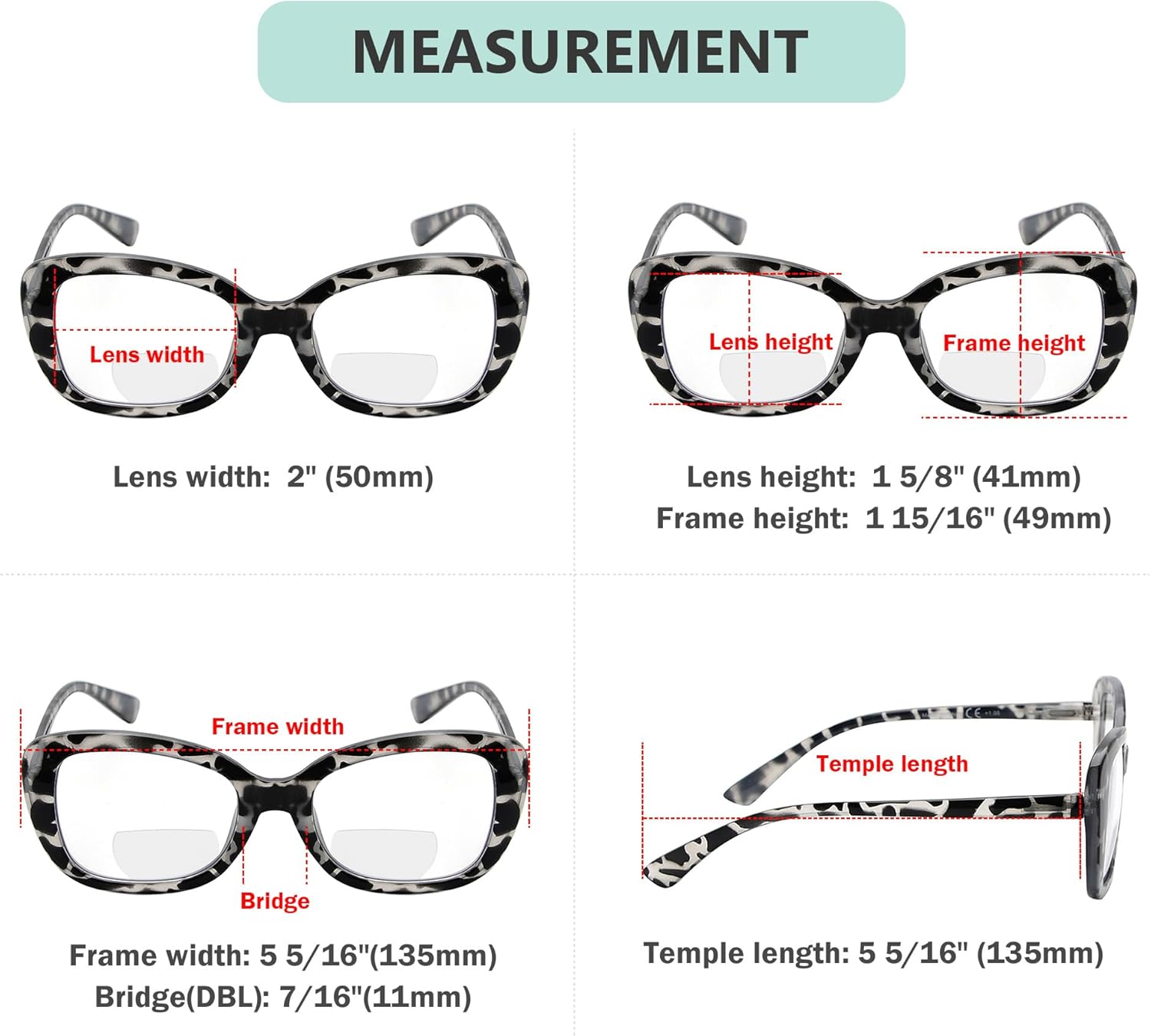 Eyekepper 4-pack Bifocal Reading Glasses for Women - Stylish Ladies Bifocal Readers