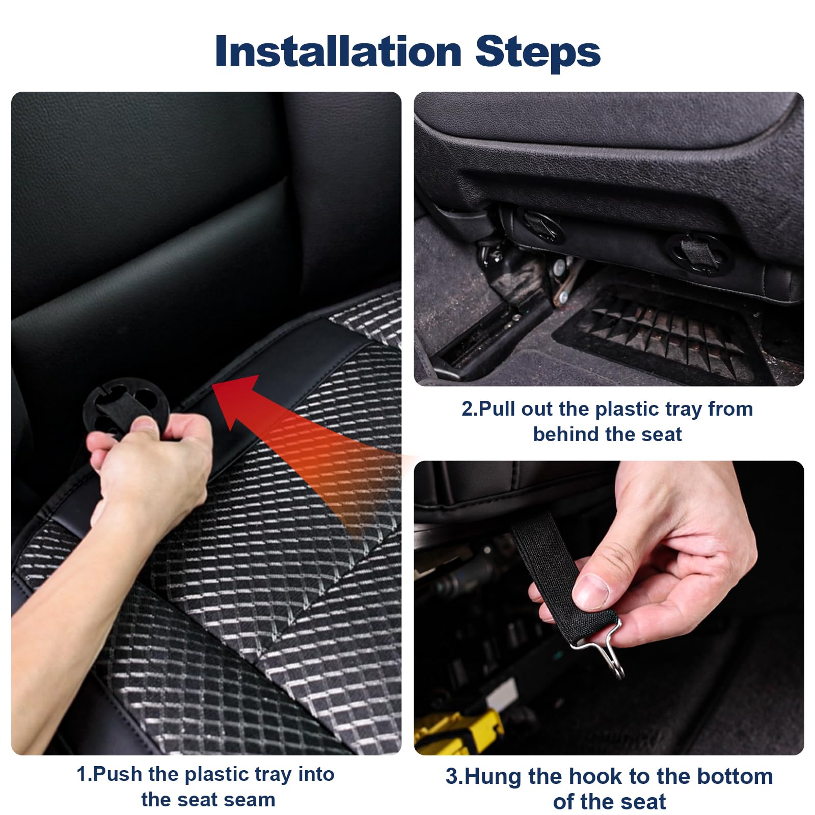 ZATOOTO 2er Set Sitzauflage Auto Vordersitze Gegen Schwitzen - Autositzauflage Fahrersitz Patchwork-Design aus Stoff und Kunstleder - Anti Rutsch Sitzkissen mit Seitenschutz & Tasche