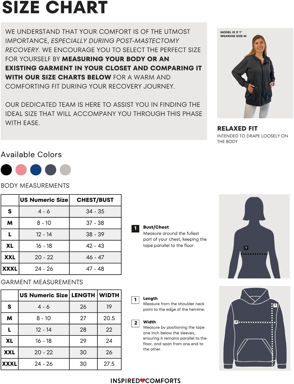 Inspired Comforts Mastectomy Recovery Hoodie with Drain Pockets - Image 6