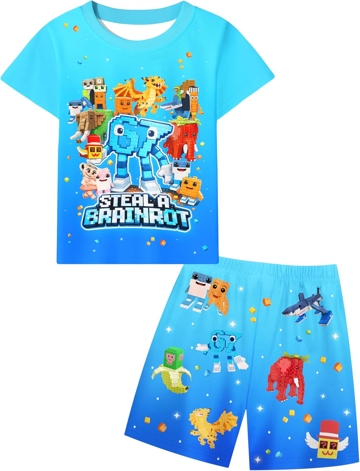 Kids 6 7 Brainrot Shirt Pants Set, 5-12 Years